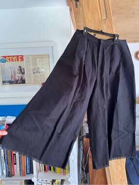 Sea New York Black Linen Pleated Wide Leg Lara pants